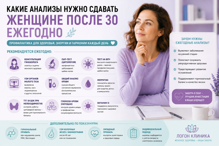 анализы нужно сдавать женщине после 30