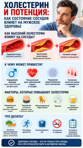 Холестерин, атеросклероз и потенция: факторы риска и профилактика сосудистых нарушений
