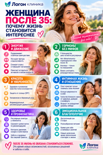 Забота о женском здоровье после 35: движение, сон, питание, уход за кожей и профилактика